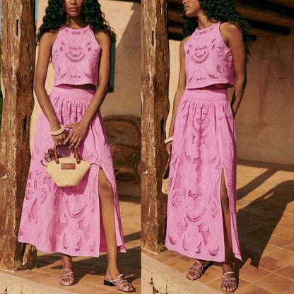 Sleeveless Skirt Pocket Two-piece Set