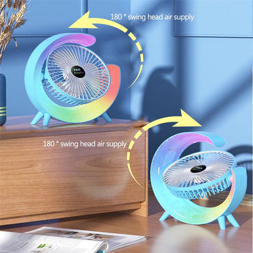 New Bright Night Light Charging Fan Desktop Silent Mini Electric Fan Portable Fan USB