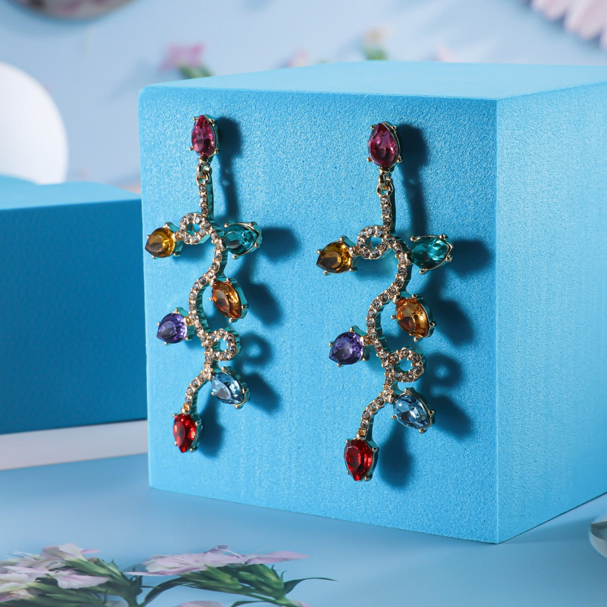 Retro Fashion Small Lantern Zircon Stud Earrings Christmas