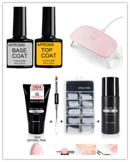 Venalisa Poly Gel à ongles Kit ongles Fesign constructeur Gel à ongles acrylique Transparent cristal Coumuflage ensemble ongles étendre gelée Gel vernis