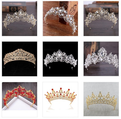 New Fashion Baroque Luxury Crystal AB Bridal Crown Tiara Light Gold Tiara Tiaras for Women Bride Hair Wedding Accessories