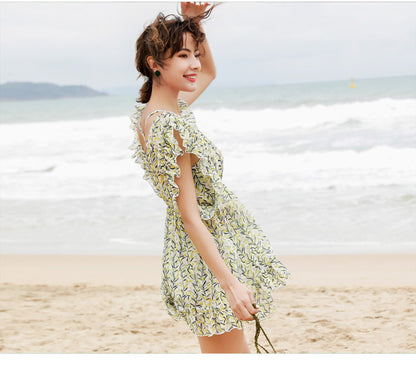 Chiffon blouse boxer hot spring bathing suit