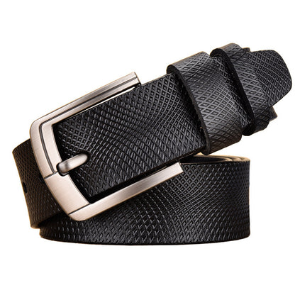 Men's Vintage Cowhide Mesh Embossed Pin Buckle Belt - Distinctive Texture