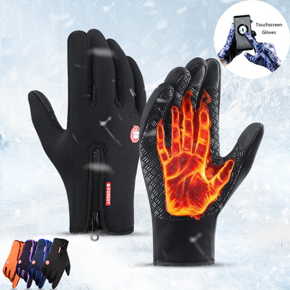 Gants d'hiver à écran tactile pour moto, gants de sport imperméables coulissants avec polaire