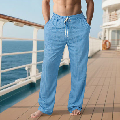 Small Plaid Loose Beach Straight Sports Trousers