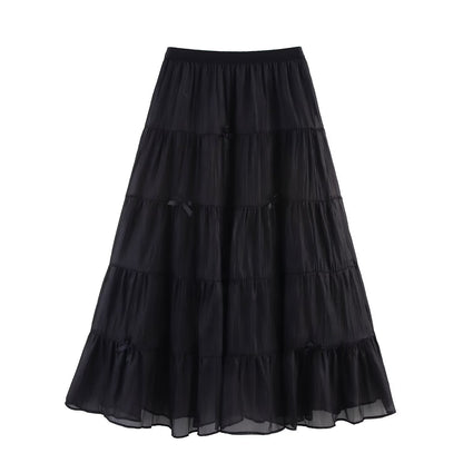 Professional Three-Dimensional Bow Fairy Gauze Cake Skirt - Polyester Multi-Layer (5 Colors, Free Size, College Style)