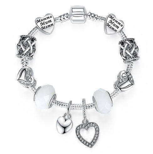 Damarmband 925 Unikt Silverkristallarmband för kvinnor DIY Pärlarmband och armband Smycken Present 