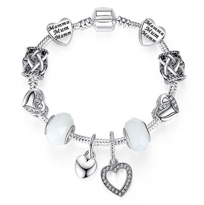 Damarmband 925 Unikt Silverkristallarmband för kvinnor DIY Pärlarmband och armband Smycken Present 