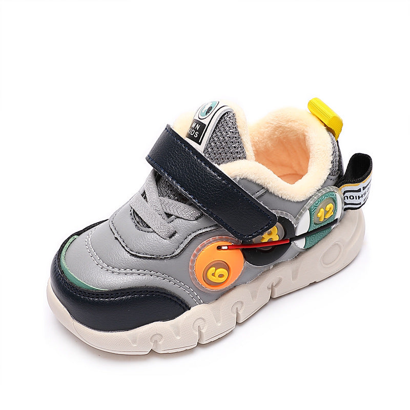 Chaussures de sport courtes en cuir pour enfants, chaussures de marche en coton pour garçons 