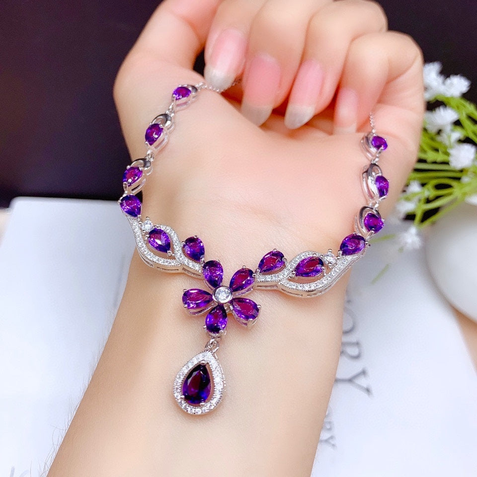 Natural Brazilian Amethyst Necklace Women