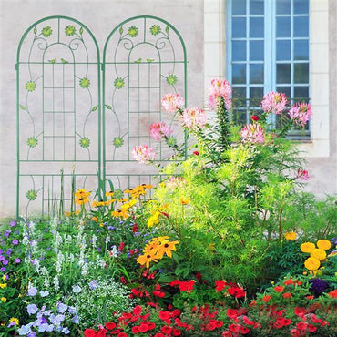 Metal Garden Trellis For Climbing Plants, Outdoor Flower Stand - Green