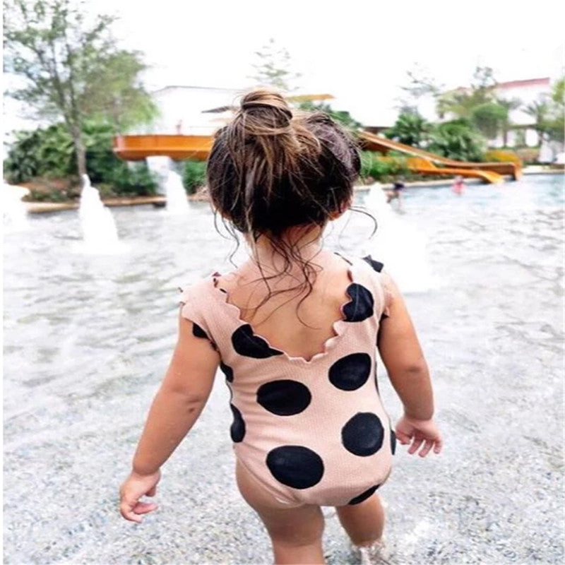 Girls' Dotted One-Piece Swimsuit