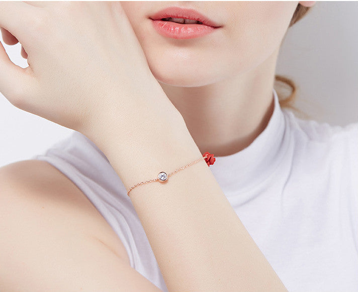 Rose flower ankle bracelet 925 silver cubic zirconia bracelet  sterling silver fashion jewelry for women