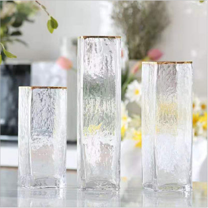 Vases en verre transparents peints en or, décoration de maison, décoration de mariage