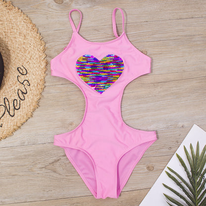 Peach Heart Adjustable Girls One-piece Swimsuit