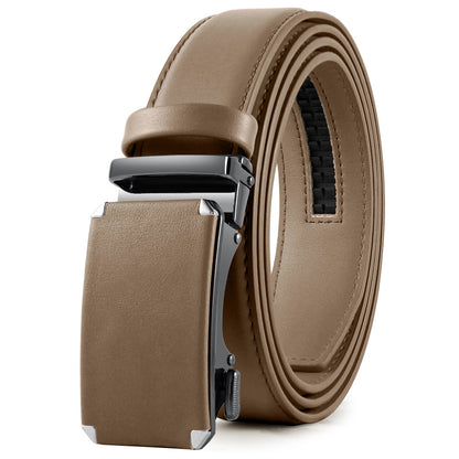 Men's Fashion Veneer Automatic Alloy Buckle Cowhide Belt - Sophisticated Elegance