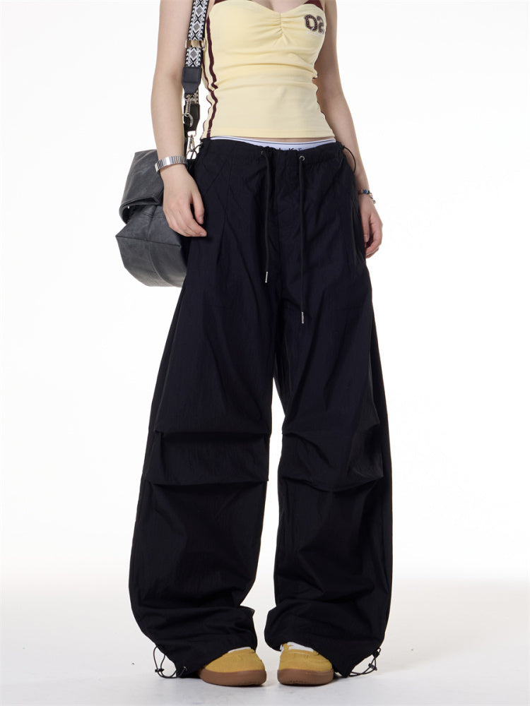 Retro Hot Girl Style Pleated Loose Casual Paratrooper Pants