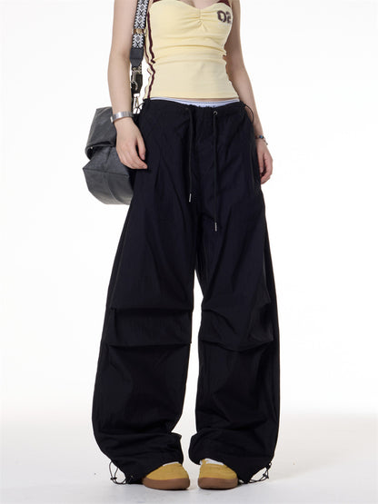Retro Hot Girl Style Pleated Loose Casual Paratrooper Pants