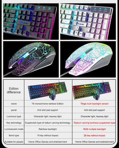 Ensemble clavier et souris lumineux Kuiying T6RGB