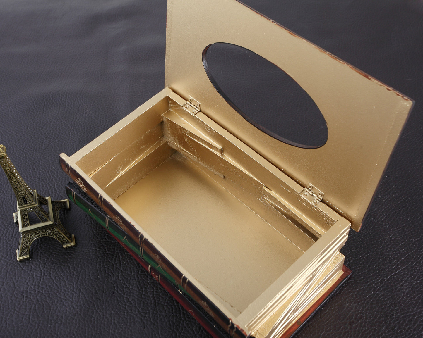 Boîte à livres en bois, artisanat en tissu, décoration de maison