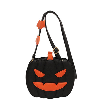 Sacs d'halloween sac à bandoulière dessin animé citrouille drôle avec chauve-souris, sac créatif personnalisé pour femme