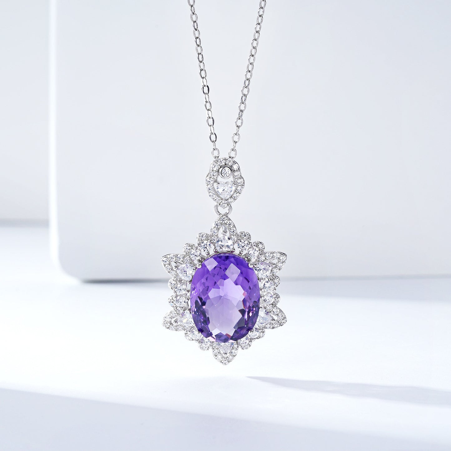 Natural Amethyst Necklace Women's 925 Silver