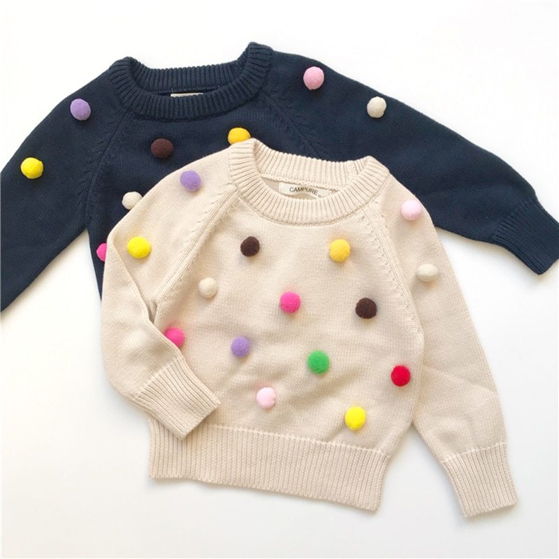 Cardigan flickor vinter Kids tröja bollar Design Baby stickade Cardigans Casual Toddler Pojkar Sweater Woolen Fleece Tjeja Tröjar