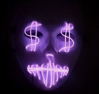 Masque de fête LED en dollars américains