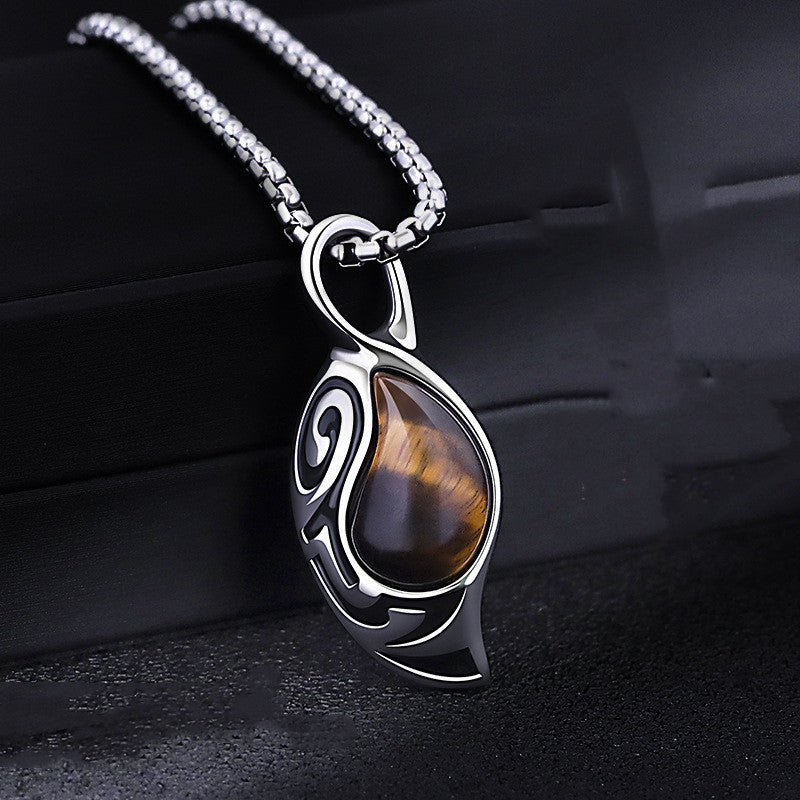 Enkel personlighet Tiger Eye Stone herrhalsband