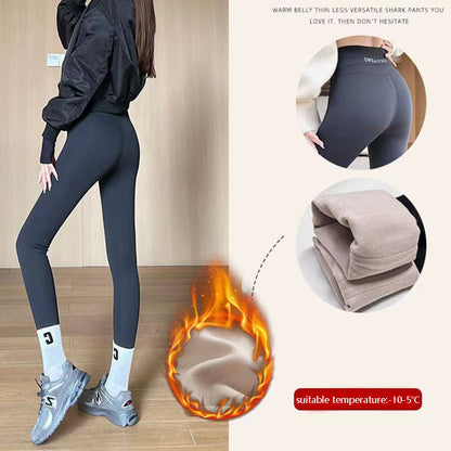 Leggings épais en polaire pour femmes, pantalon de requin, taille haute, serré, slim, contrôle du ventre, fesses, pantalon de Yoga amincissant, hiver -20 à 5