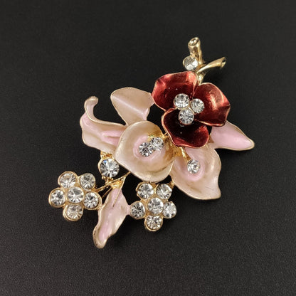 Broche de Corsage de fleur de diamant faite à la main, broche goutte à goutte d'huile, broche de collier