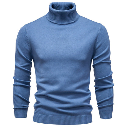 Men's Solid Color Slim Pullover Turtleneck Sweater Winter Casual Tops Clothing