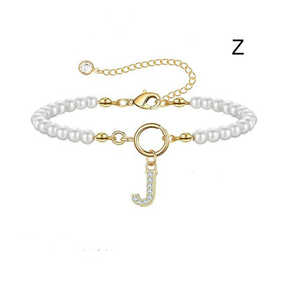 2024 Nytt Mode Toggle Lock Initial Armband Kvinnor AZ Bokstav Hänge 6mm Pärlarmband För Kvinnor Smycken Gåva