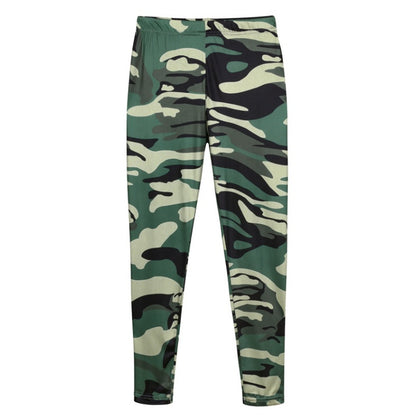 Pantalon Legging Décontracté Gris Imprimé Camouflage