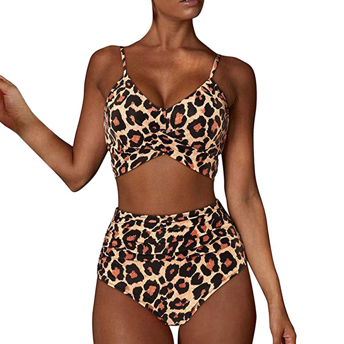 Kvinnor Sexig Soild Print Bikini Set Push Up Badkläder