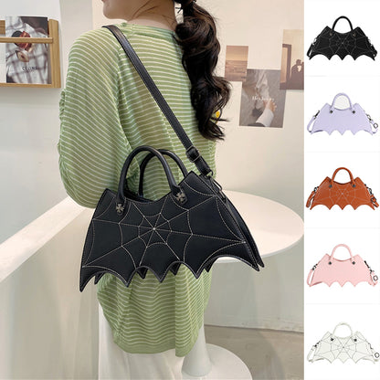 Halloween Spider Web Shape Axelväskor Personality Batgirl Tide Pu Handväskor Fashoin Messenger Crossbody Bag