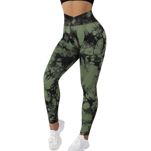 Leggings de teinture sans couture pour femmes, pantalons de Yoga, Push-Up, Sport, Fitness, course à pied, Leggings de gymnastique