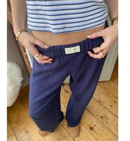 Pantalon droit rayé Y2K pour femmes, pantalon d'été élastique, taille haute, jambes larges