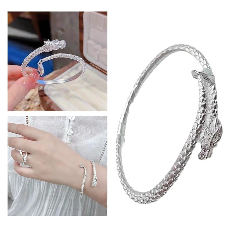 2024 Trendigt Magiskt Drake Som Viftar Med Sin Svans Kinesisk Stil Män Och Kvinnor Par Justerbart Armband Nytt Populärt Relief Drakesvans Armband Punk Smycken