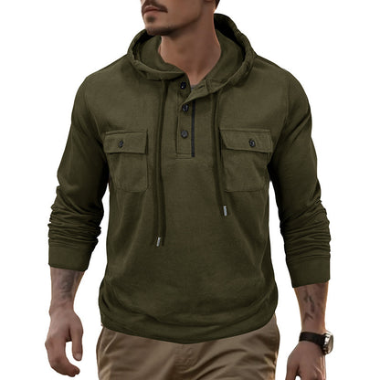 Men's Sweater Long-sleeved Sports Pocket Hooded Top
