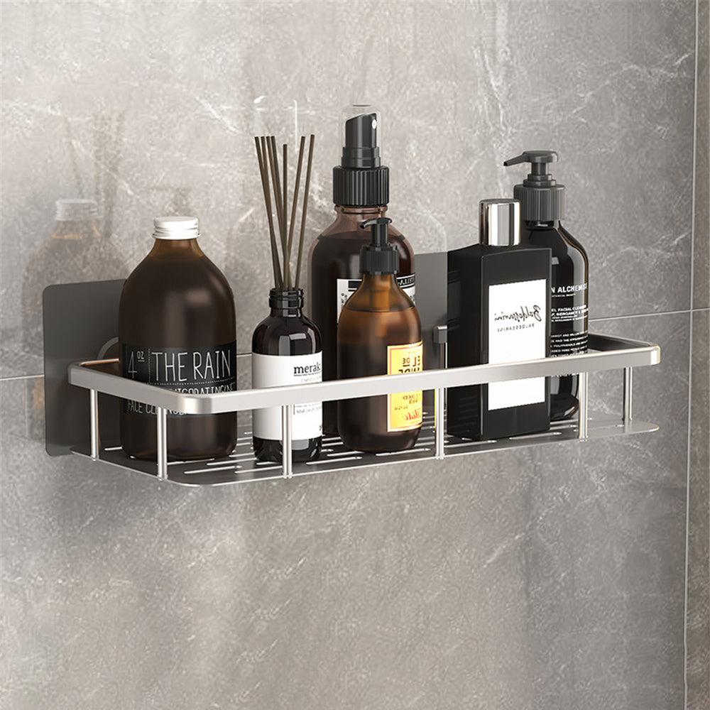 Space Aluminum Shelf Bathroom Black Rectangular Wall Hanging Kitchen And Bathroom Dual-use Shelf