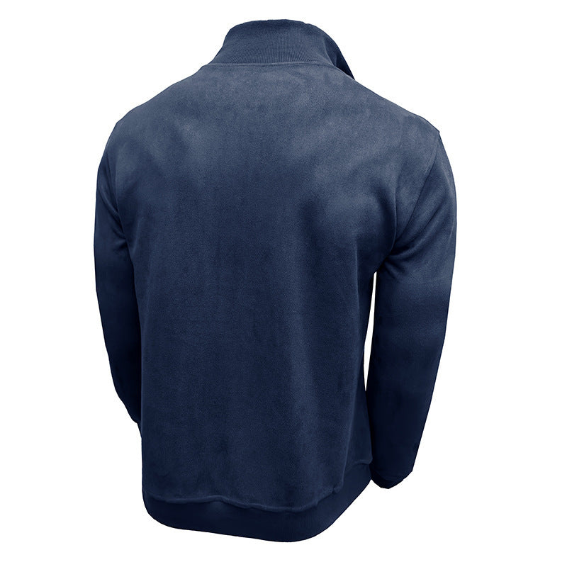 Men's Long-sleeved Zipped Stand Collar Sweater