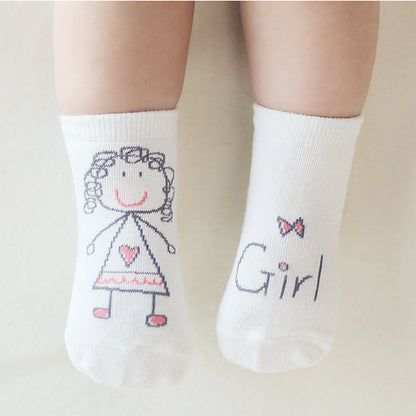 Chaussettes asymétriques pour enfants, chaussettes de sol en coton pour bébé, antidérapantes, nouvelle collection printemps et automne