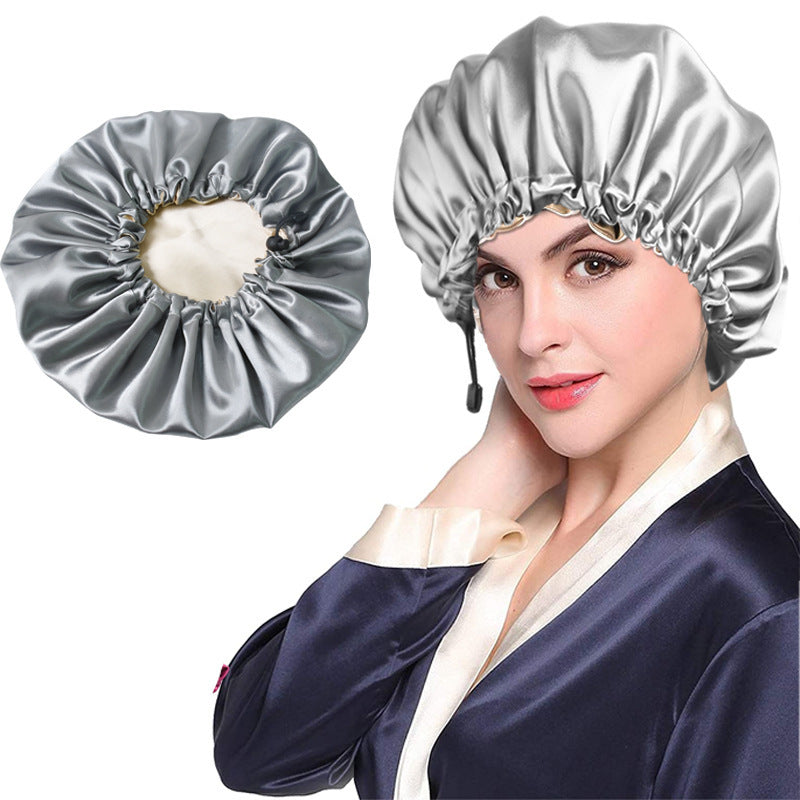 Shower Cap Soft Silk Dual-use Bath Cap Chemotherapy Cap