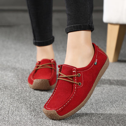 Lace-up Flat Shoes Sneakers Women Frosted Shoes