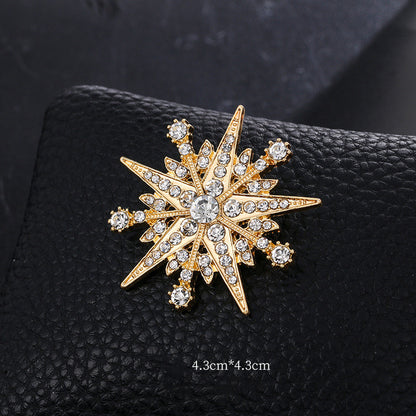 Brooch with diamond and eight-pointed star brooch