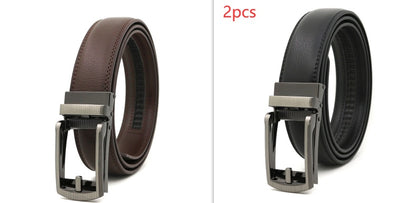 Men's Fake Needle Automatic Buckle Cowhide Belt - Detailed Sophistication