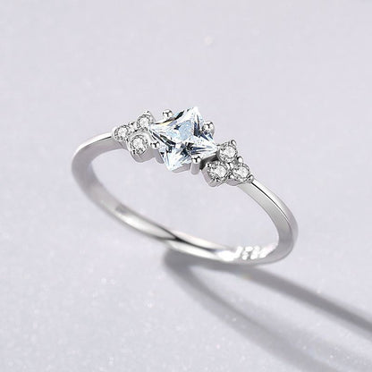 S925 bague en argent femme japonaise et coréenne Simple lumière luxe Zircon