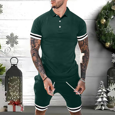 Mens Short Sets 2 Piece Outfits Polo Shirt Fashion Summer Tracksuits Casual Set Short Sleeve And Shorts Set For Men