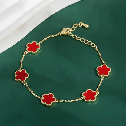 Äkta guldpläterat armband med fem kronblad för kvinnor